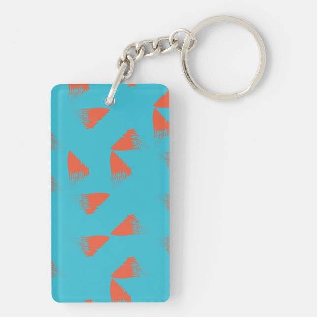 Porte-clefs Bleu, orange, dynamique, motif géométrique tendanc (Dos)