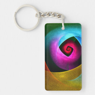 Porte-clefs Bleu orange rose moderne Art Abstrait Motif #24