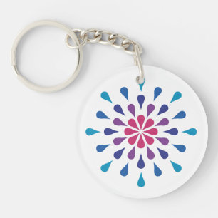 Porte-clefs Bleu, pourpre et rose