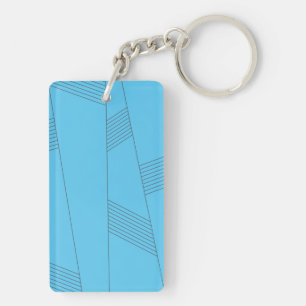 Porte-clefs Bleu, simple, élégant, abstrait motif