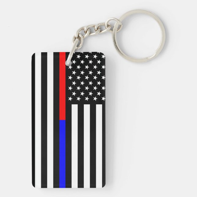 Porte-clefs bleu thin line polirefighter (Dos)