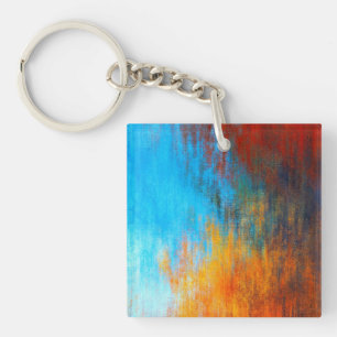 Porte-clefs bleu turquoise, orange et rouge Abstrait