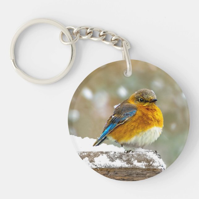 Porte-clefs Bleuet de l'Est en neige - Photo originale (Devant)