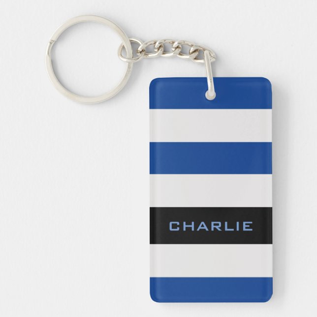 Porte-clefs Bleus colorés avec nom personnalisé (Devant)