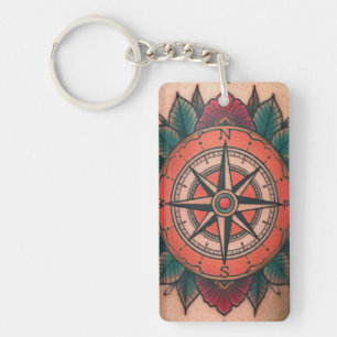Porte-clefs Bliss de boussole rose