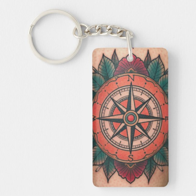 Porte-clefs Bliss de boussole rose (Devant)