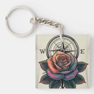 Porte-clefs Bliss de boussole rose