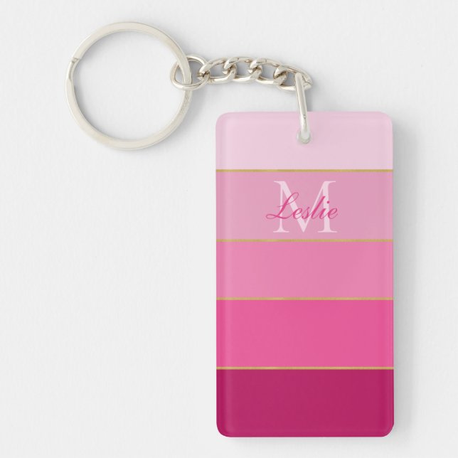 Porte-clefs Bloc de couleur rose Ombre personnalisé (Devant)
