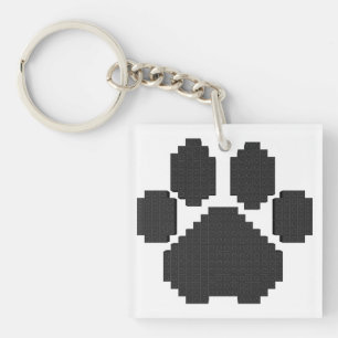 Porte-clefs Blocs de construction d'empreintes de chien noir