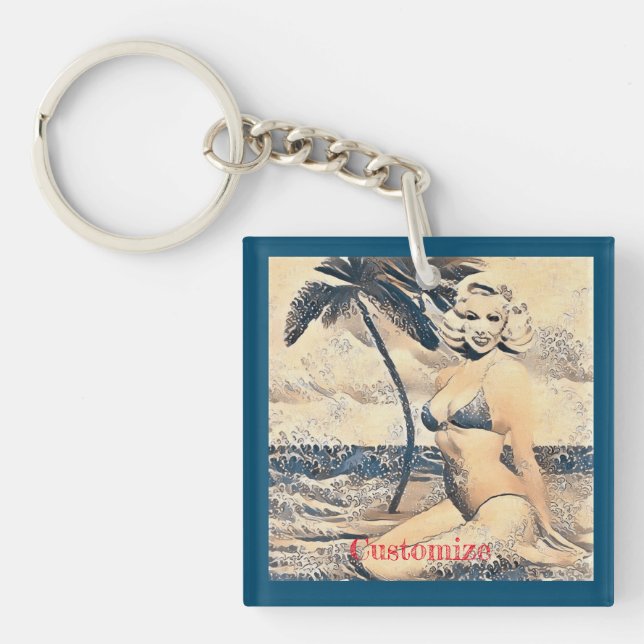 Porte-clefs Blonde Kneeling Modèle de bikini Thunder_Cove (Devant)