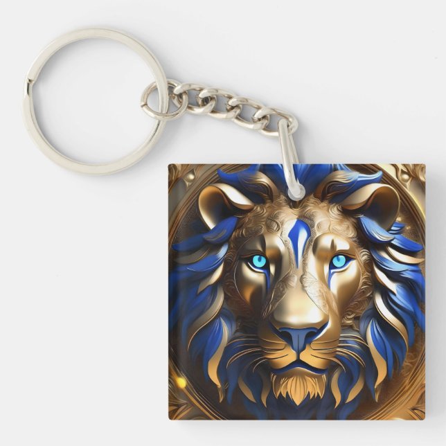 Porte-clefs Blue And Gold Lion Head, (Devant)