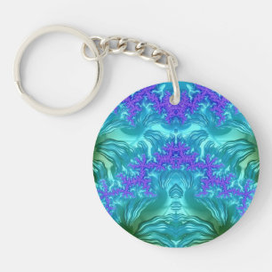 Porte-clefs Blue Aqua Purple Green Fractal ~ Porte - clé