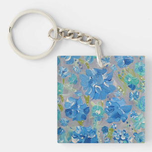 Porte-clefs Blue Celebration Floral Acrylique Porte - clé