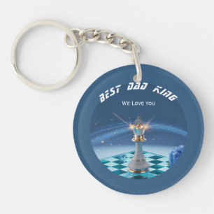 Porte-clefs Blue Diamond Metallic Roi Échecs Fête des Pères