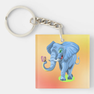 Porte-clefs Blue Elephant Jouer avec Butterfly-44644