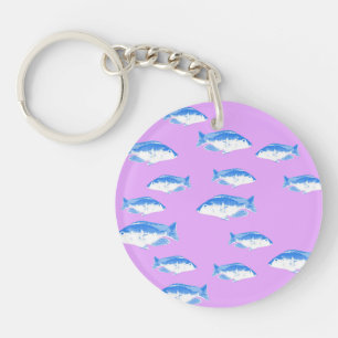 Porte-clefs Blue fish on lilac