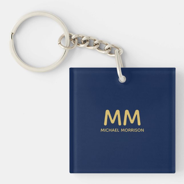 Porte-clefs Blue Gold Colours Professionnel Lettres initiales  (Devant)