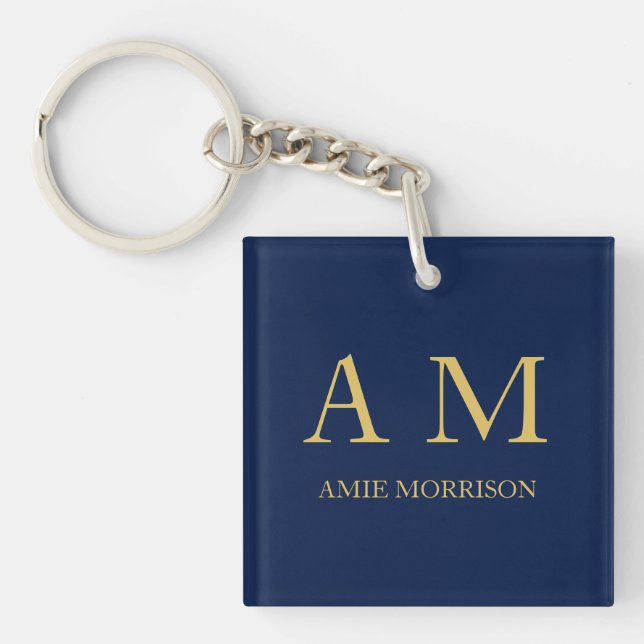 Porte-clefs Blue Gold Colours Professionnel Lettres initiales  (Devant)
