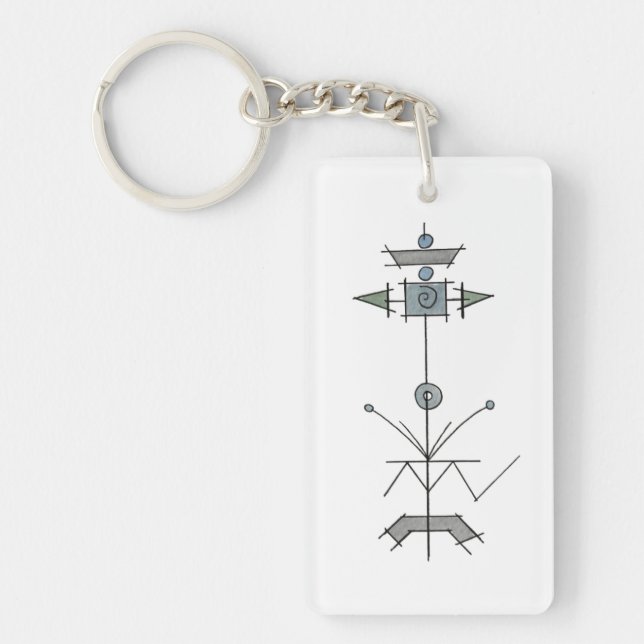 Porte-clefs Blue Gray Green Geometric (Devant)