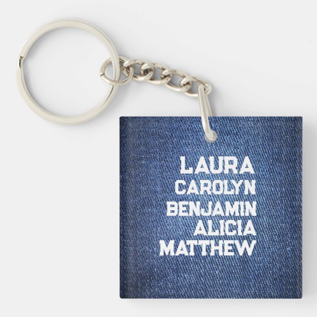 Porte-clefs Blue jeans Grandchildren's names simple modern  (Devant)