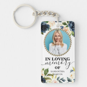 Porte-clefs Blue Navy Floral Célébration de la vie Cadeau Port