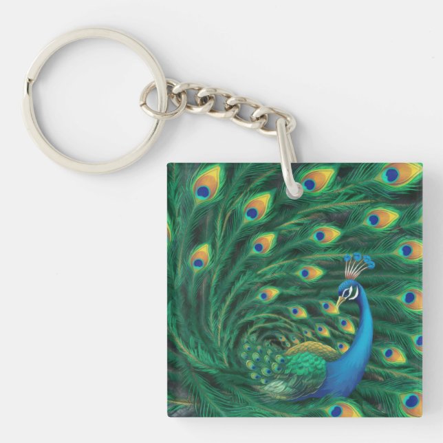 Porte-clefs Blue Peacock Bird (Devant)