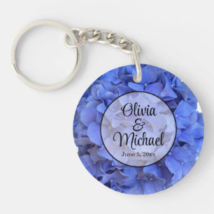 Porte-clefs Blue periwinkel élégantes hydrangées florales