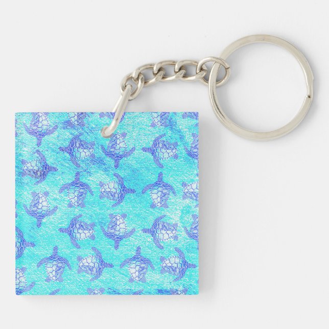 Porte-clefs Blue Sea Turtle Print (Dos)