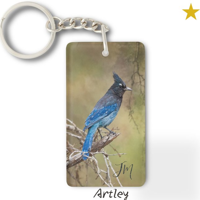 Porte-clefs Blue Stellar's Jay Bird Peinture Initiales personn (Créateur téléchargé)