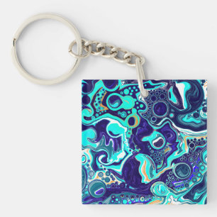 Porte-clefs Blue Turquoise Ocean Swils Fluid Art