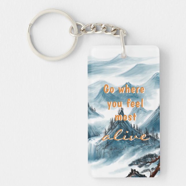 Porte-clefs Blue White Mountains Nature Love Zen Quote (Devant)