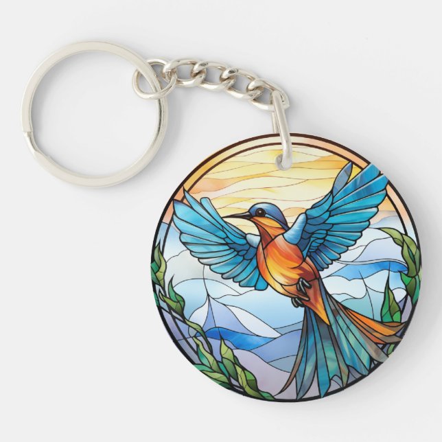 Porte-clefs Bluebird en verre doux (Devant)