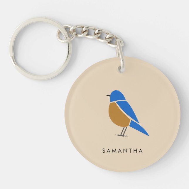 Porte-clefs Bluebird Keychain | Modern Minimal Illustration (Devant)