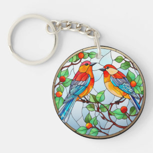 Porte-clefs Bluebirds en verre doux