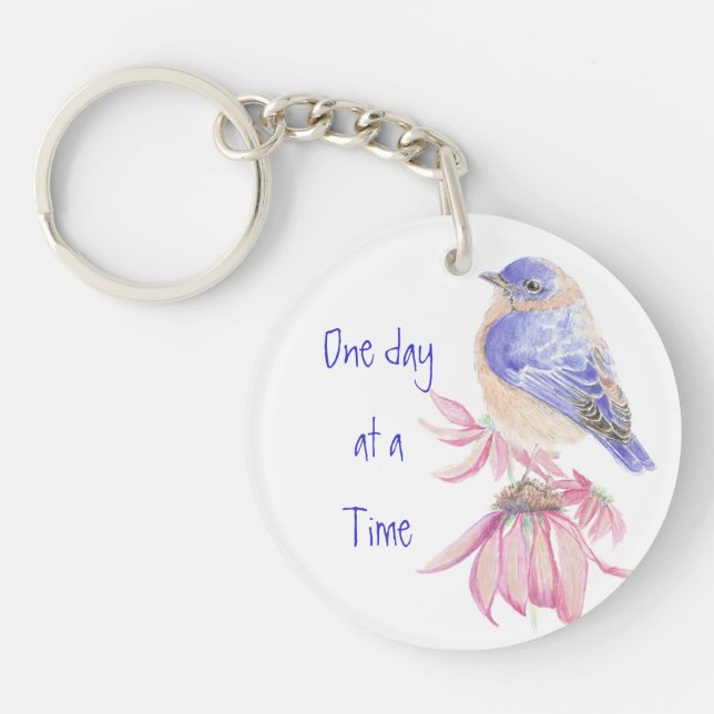 Porte-clefs Bluebirds, Motivational, Un jour à la fois Citatio (Devant)