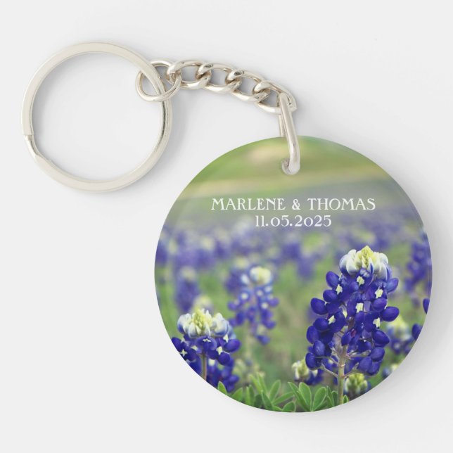 Porte-clefs Bluebonnets Blue Flowers Texas Floral Mariage (Devant)