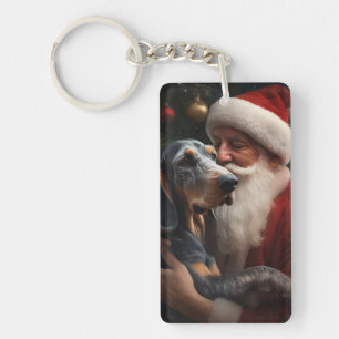 Porte-clefs Bluetick Coonhound avec le Père Noël Noël