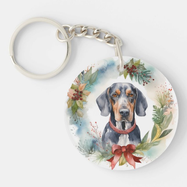 Porte-clefs Bluetick Coonhound Christmas Wreath Festive Pup (Devant)