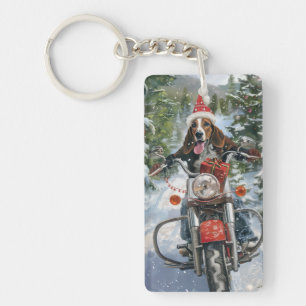 Porte-clefs Bluetick Coonhound Dog équitation Motorcycle Noël