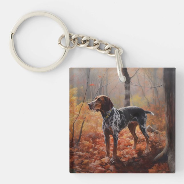 Porte-clefs Bluetick Coonhound en automne Leaves automne Inspi (Devant)