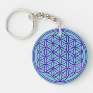 Porte-clefs Blume des Lebens / Fleur de vie   bleu rose