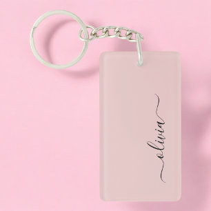 Porte-clefs Blush Dusty rose moderne Script Girl Monogramme No