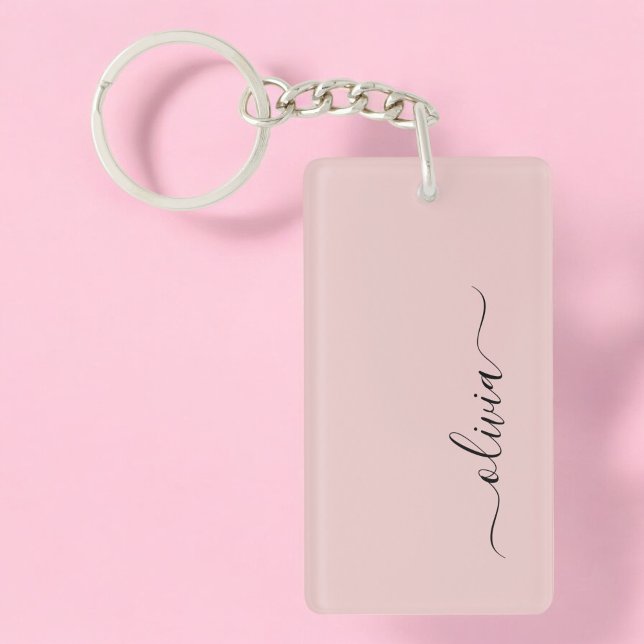 Porte-clefs Blush Dusty rose moderne Script Girl Monogramme No (Créateur téléchargé)