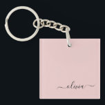Porte-clefs Blush Dusty rose moderne Script Girl Monogramme No<br><div class="desc">Blush Dusty Rose Simple Script Monogramme Nom Porte - clé. Cela rend le cadeau parfait pour 16 ans,  mariage,  douche nuptiale,  anniversaire,  baby shower ou bachelorette pour quelqu'un qui aime le luxe glam et les styles chic.</div>