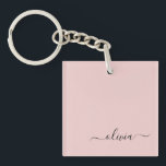 Porte-clefs Blush Dusty rose moderne Script Girl Monogramme No<br><div class="desc">Blush Dusty Rose Simple Script Monogramme Nom Porte - clé. Cela rend le cadeau parfait pour 16 ans,  mariage,  douche nuptiale,  anniversaire,  baby shower ou bachelorette pour quelqu'un qui aime le luxe glam et les styles chic.</div>