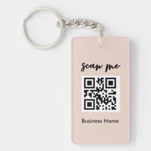 Porte-clefs Blush Pink QR Code Carte de visite Votre logo pers