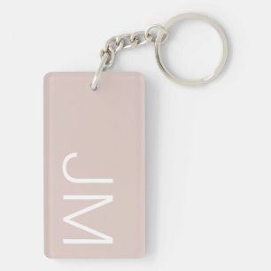 Porte-clefs Blush Rose Chic Initiales Monogrammées Géantes