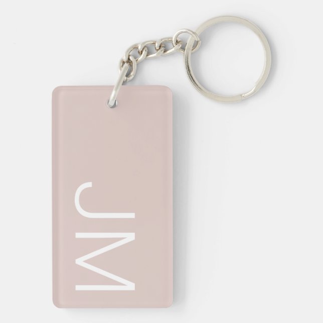 Porte-clefs Blush Rose Chic Initiales Monogrammées Géantes  (Dos)