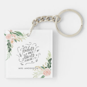 Porte-clefs Blush rose floral merci enseignant cadeau
