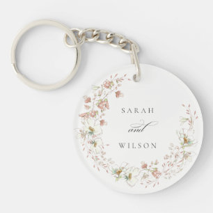 Porte-clefs Blush White Jellow Meadow Floral Mariage Wreath